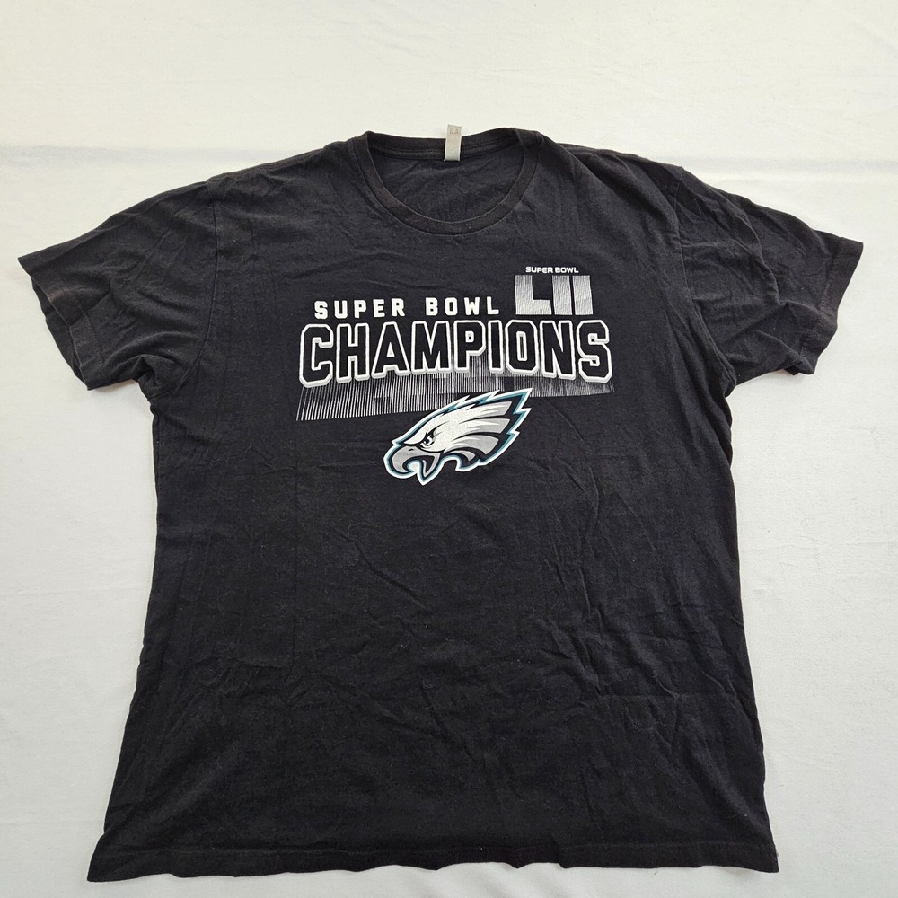 Eagles Superbowl 52 Champions Black Short Sleeve Cotton T-Shirt‎ Men's XL